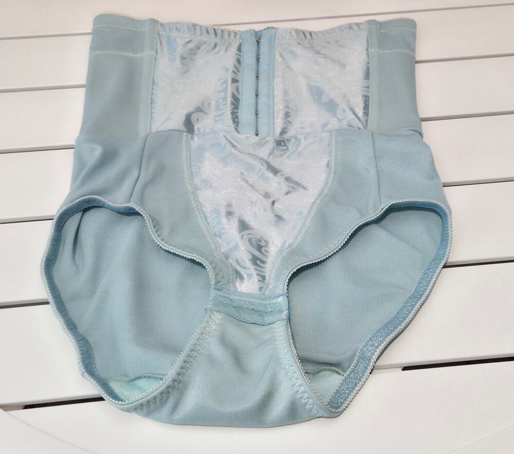 Cupid 5065 Nylon Spandex High Waist Shaping Brief Floral Satin Clear Blue M Rare